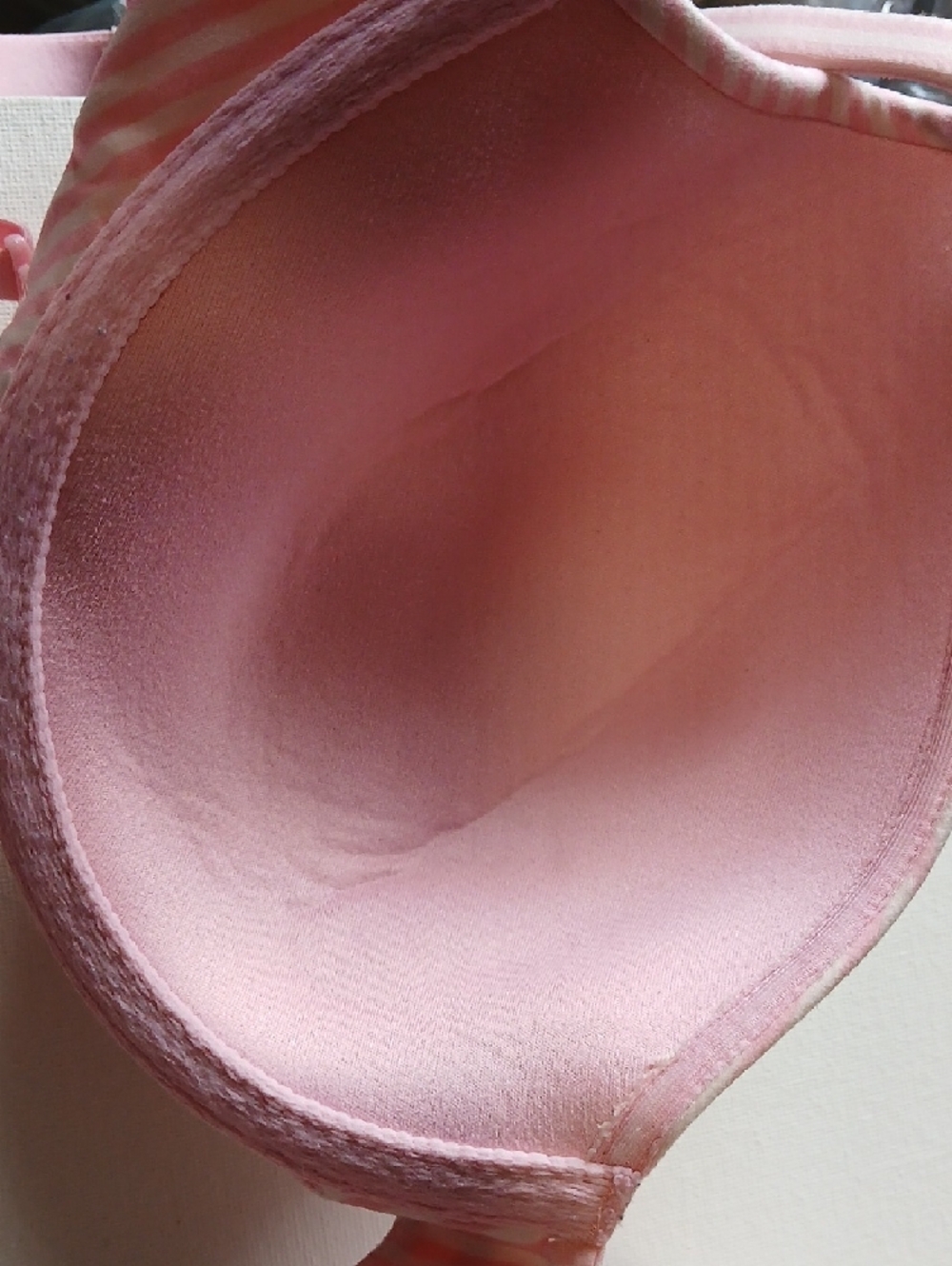 VS Body By Victoria Lined Perfect Coverage Iconic Sexy Pink & White Striped Bra - Picture 13 of 15
